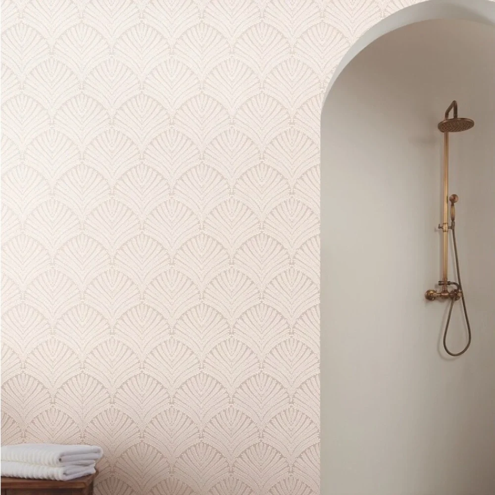 York Wallcoverings Prepasted Beachcomber Light Pink & Cream Wallpaper